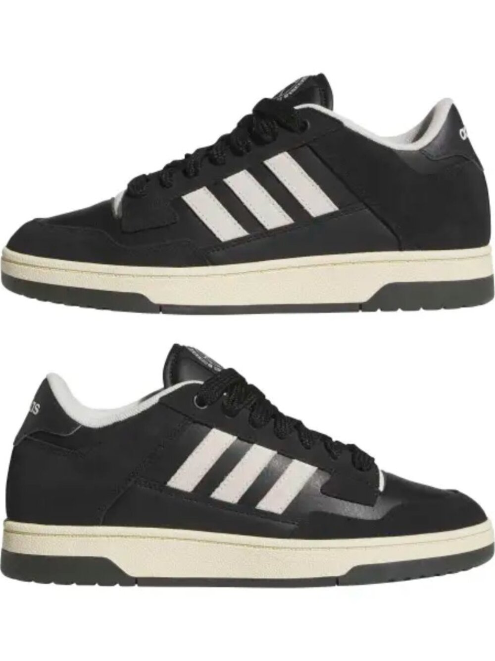 adidas Rapid Court Low J Basketball Shoes Youth Size 4 NWT Black White Sneakers